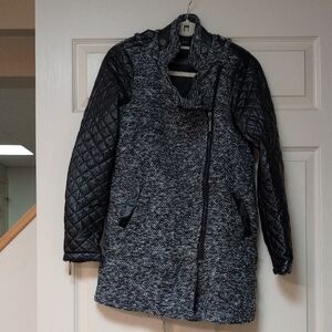 Therapy Black and Gray Quilted Pea Coat